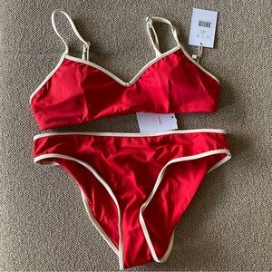 Andie Swim Bells bikini top & bottom poppy red size M NWT